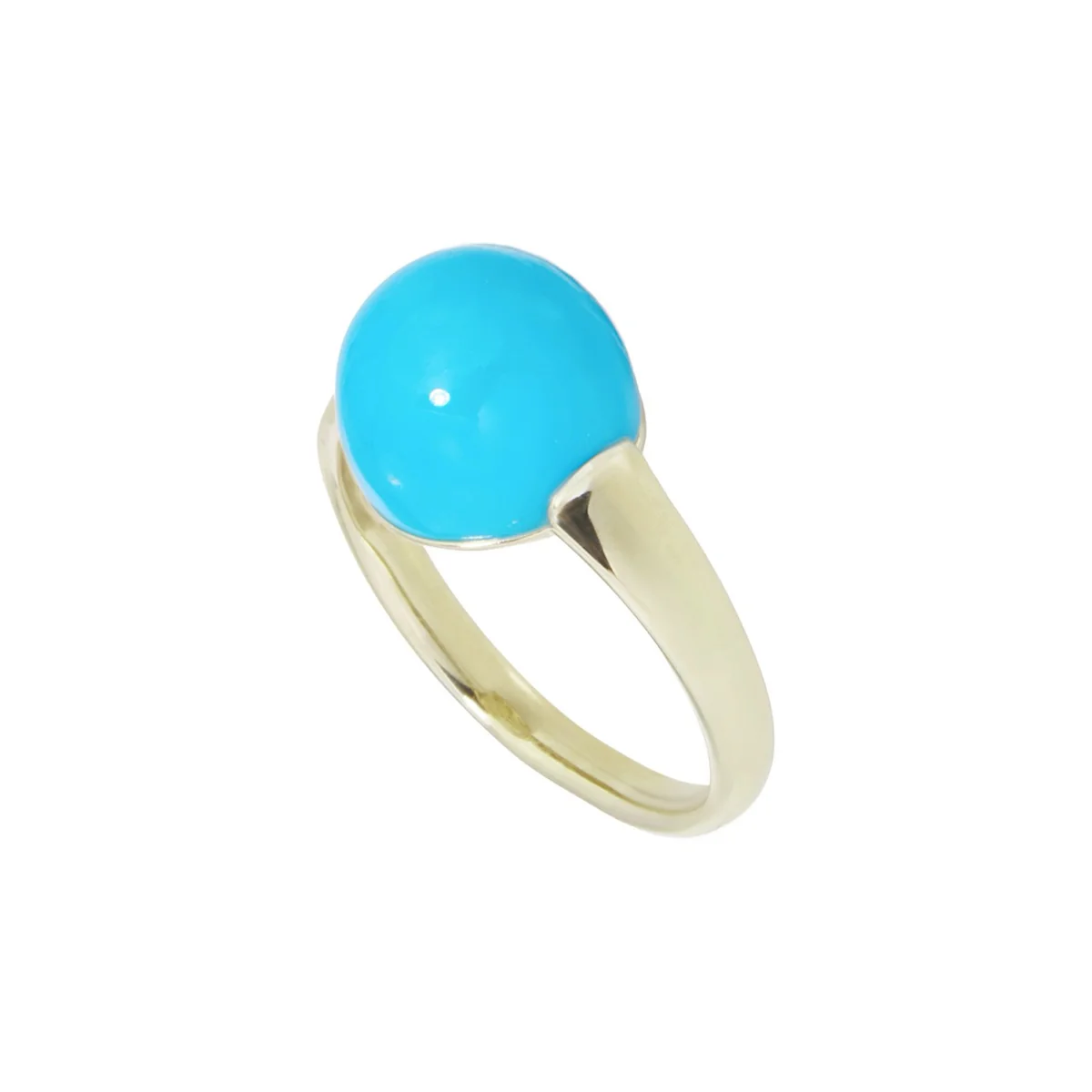 Anello Kalira Turchese di Sardegna e oro giallo champagne | Mimí