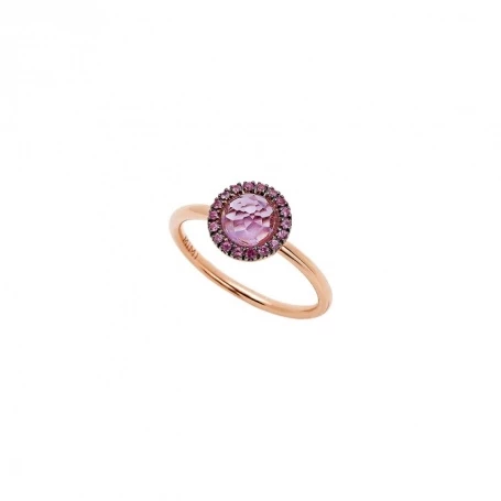Anello Happy oro rosa con pavè di zaffiri rosa ed ametista | Mimí