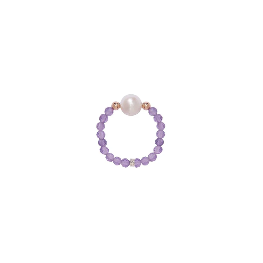 Anello Elastica con ametiste | Mimí