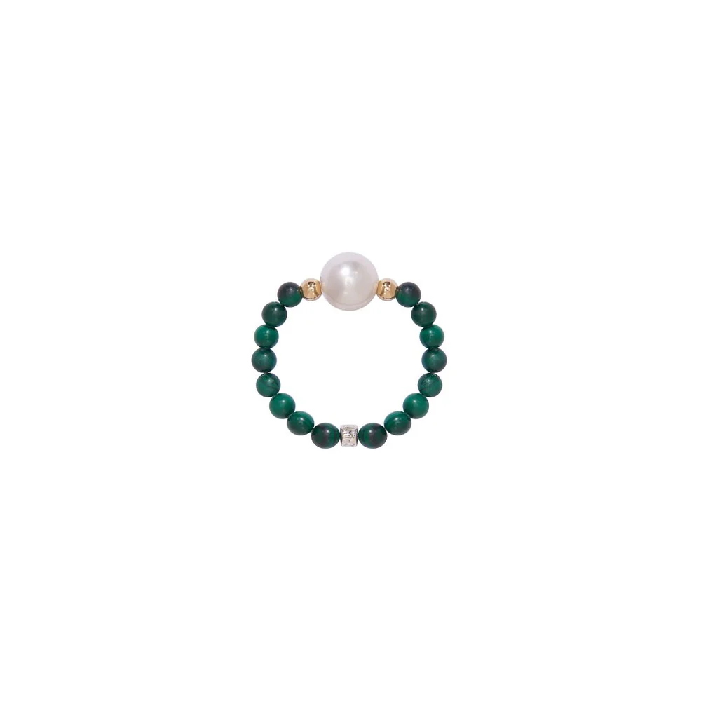 Anello Elastica con malachite | Mimí
