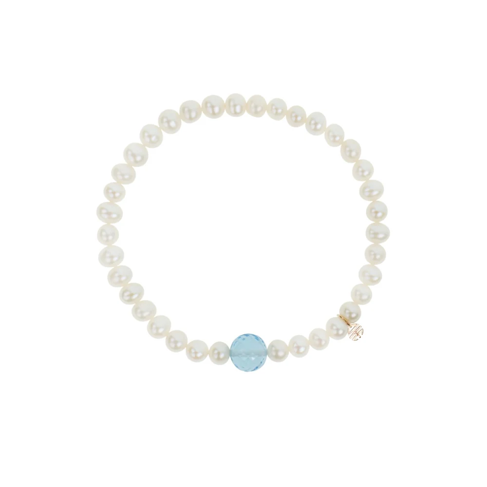 Bracciale Elastica perle e topazio azzurro | Mimí