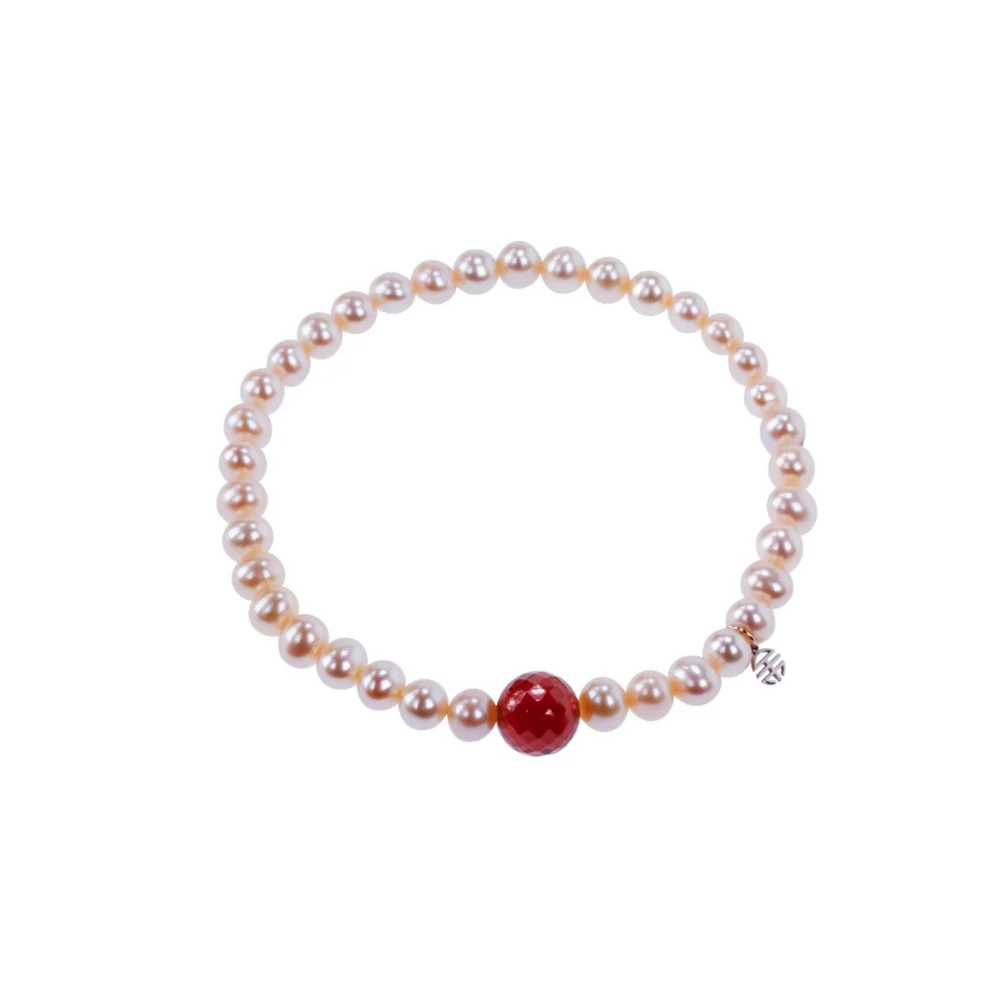 Bracciale Elastica perle e granato rosso | Mimí