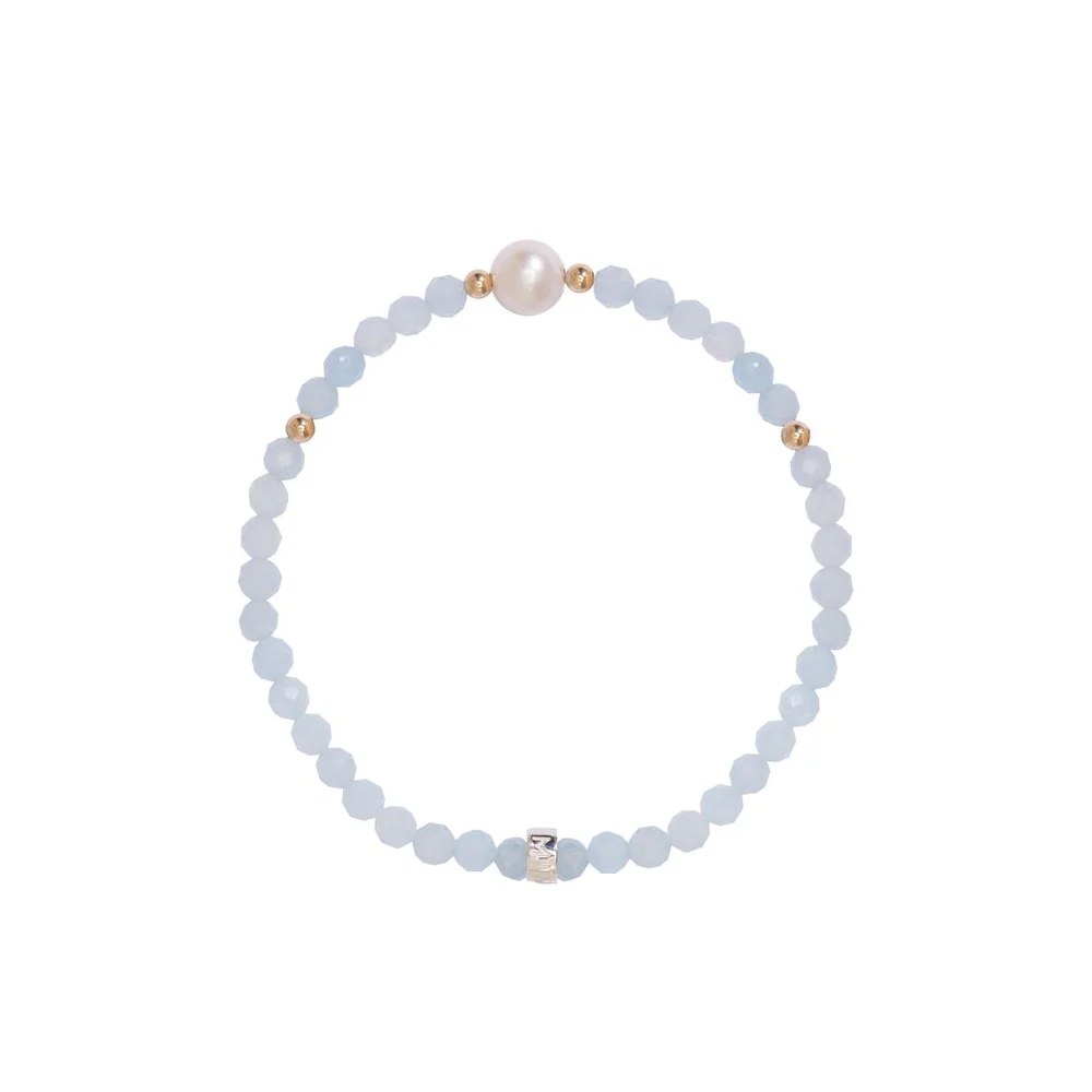 Bracciale Elastica con acquamarina e perla | Mimí