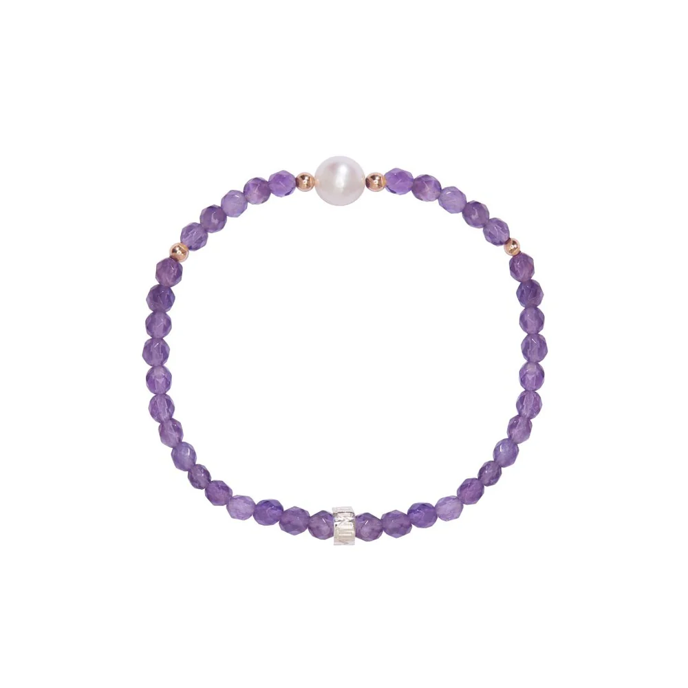 Bracciale Elastica con ametista e perla | Mimí