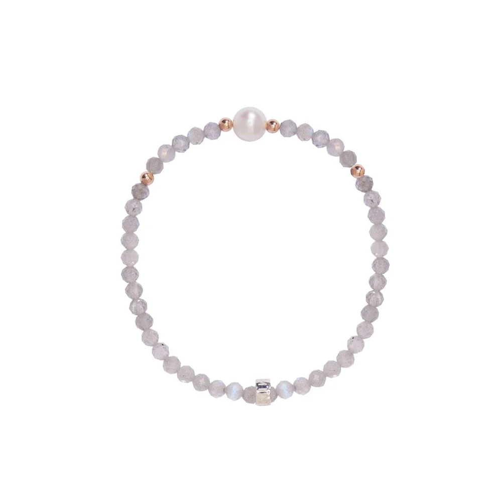 Bracciale Elastica labradorite e perla | Mimí