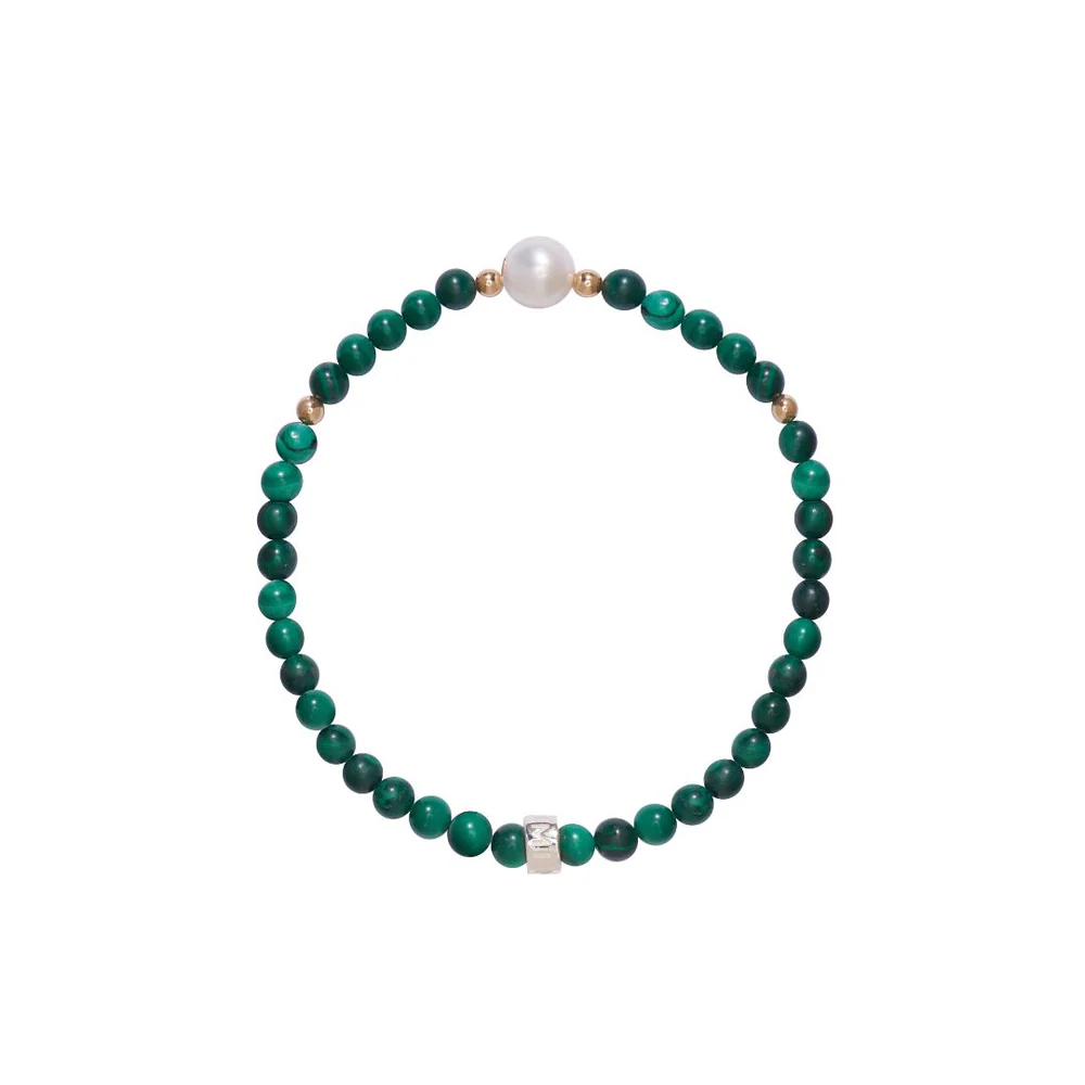 Bracciale Elastica malachite e perla | Mimí