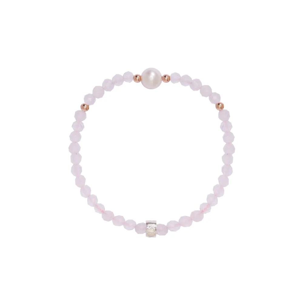 Bracciale Elastica perle rosa e palline in oro | Mimí