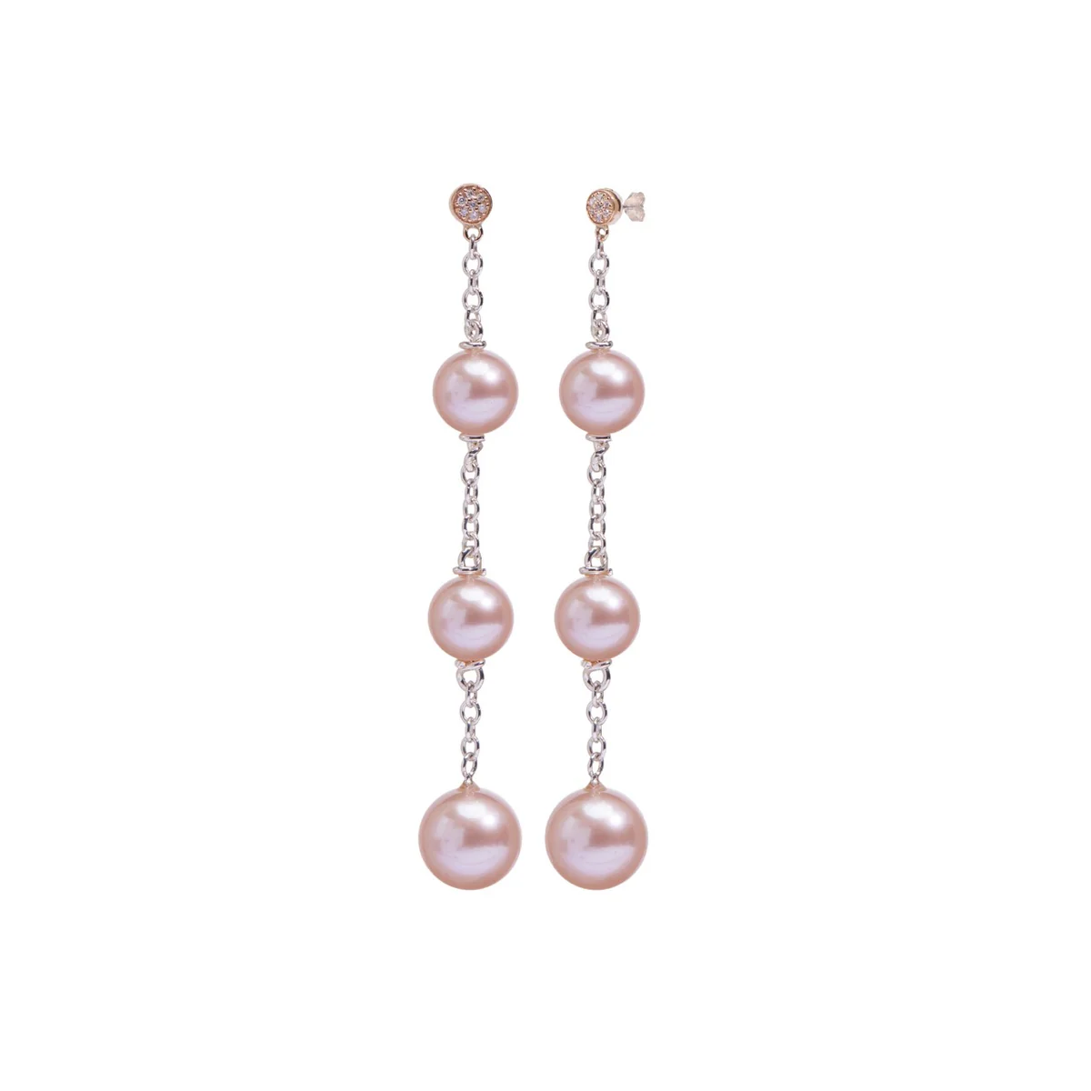 Orecchini Pendenti Nagai in Argento e Oro Rosa con Perla Viola | Mimí