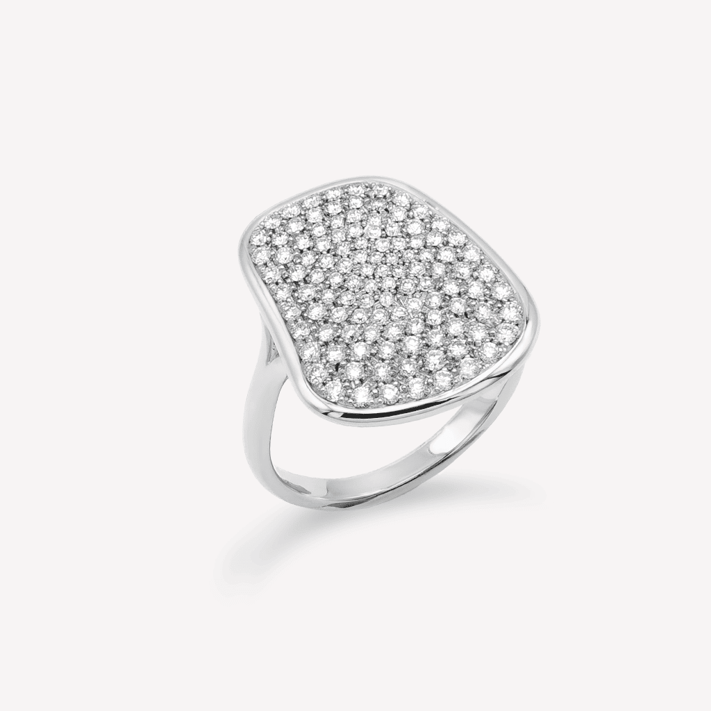 Anello Puzzle Solo in oro bianco e pavé di diamanti bianchi | Mattioli