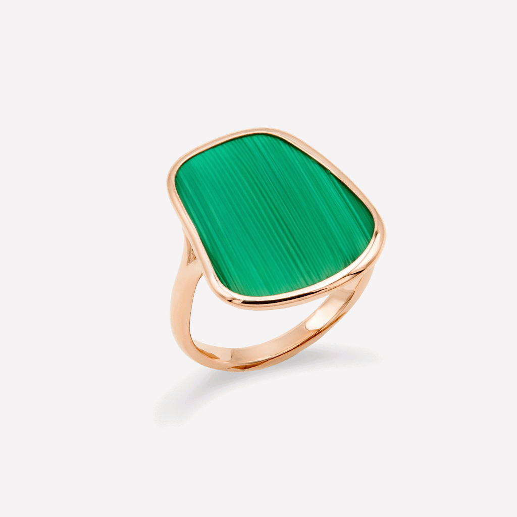 Anello Puzzle Solo in oro rosa e malachite | Mattioli