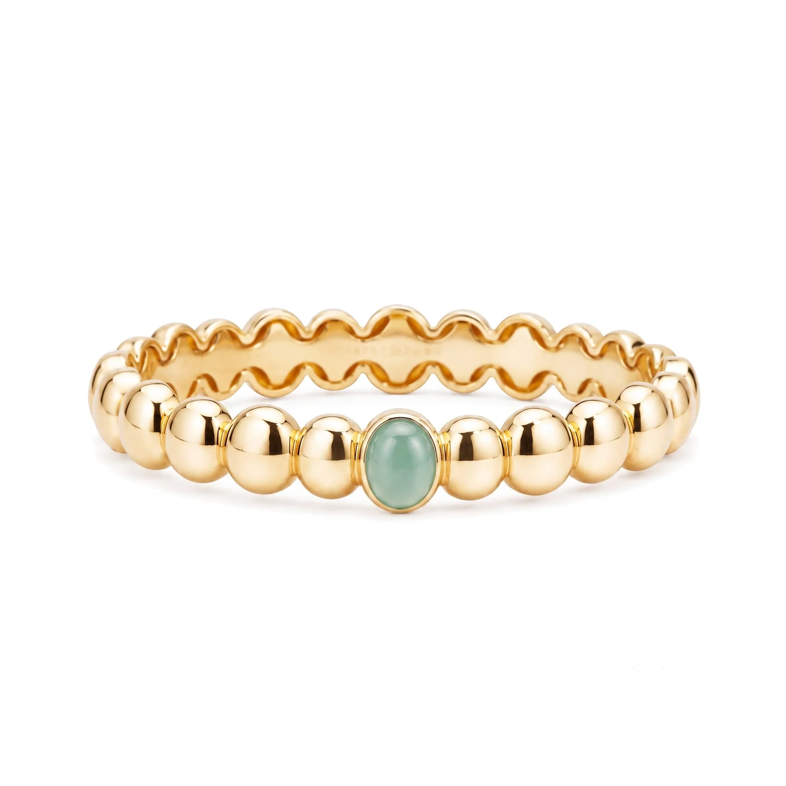 Bracciale Ritratto bangle con calcedonio verde acqua | Les Lulú
