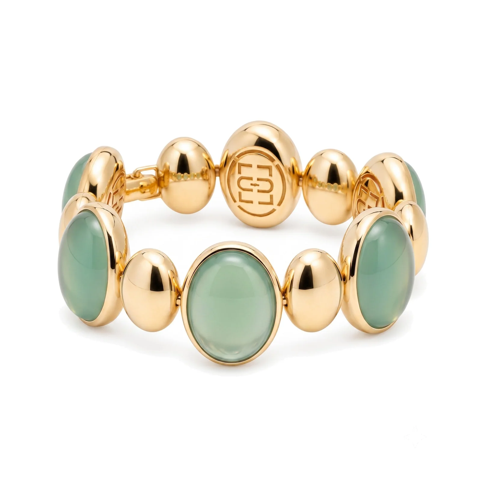 Bracciale Ritratto tennis con calcedonio verde acqua | Les Lulú